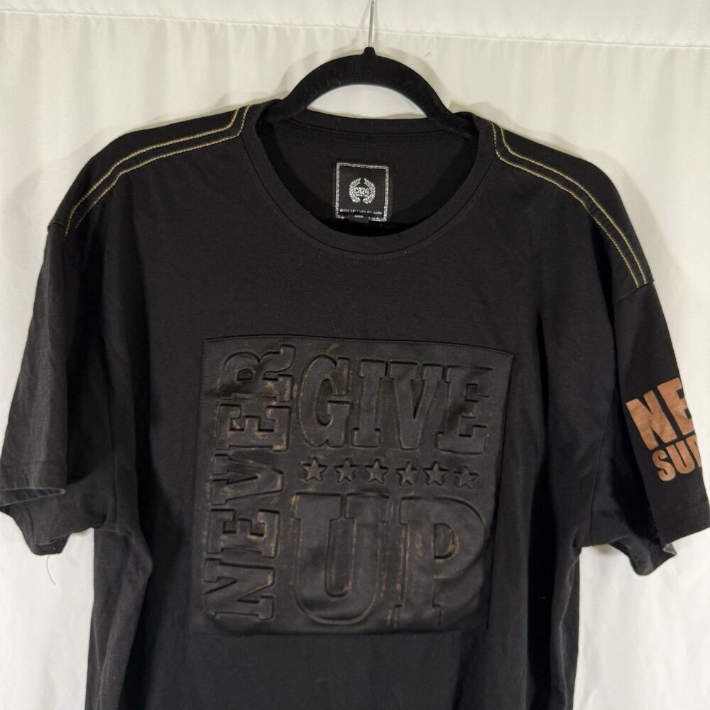 CR24 Chrome Edge Bordo Cromato CR Shirt Men's 2XL Black Never Give Up Short Sl - Picture 2 of 9